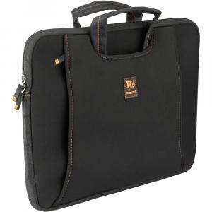 Ультратонкий неопреновый чехол Ruggard с ручками для ноутбука 15-16 дюймов (черный/оранжевый)