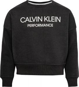 Свитшот Calvin Klein для девочек, пуловер с круглым вырезом и логотипом, без бирки внутри, Black Logo