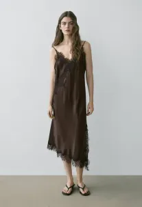 Повседневное платье с деталью в виде камизоля Massimo Dutti, Mottled Dark Brown