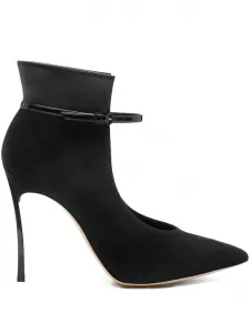 Туфли-лодочки на каблуке 100 мм с заострённым носком Casadei, черный