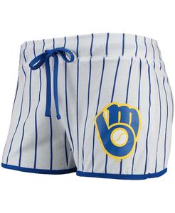 Женские шорты для сна белого цвета и цвета Royal Milwaukee Brewers Vigor Concepts Sport