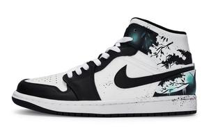 Винтажные баскетбольные кроссовки Air 1 для женщин, мид-топ, сине-зеленые Jordan, бело-черно-сине-зеленые