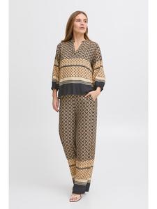 Pulz Повседневные брюки PZOLIVIA свободного кроя с черным богемным принтом по краю