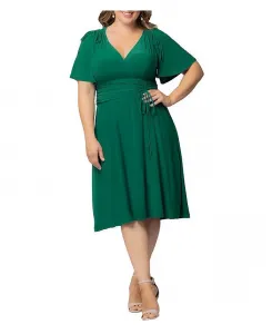 Платье с драпировкой и завязками Jemma больших размеров Kiyonna, зеленый