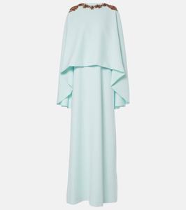 Элин, украшенное накидкой платье из крепа Costarellos, цвет light blue-bronze