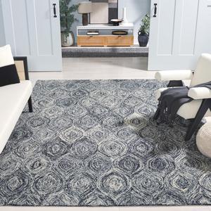 Ковер SAFAVIEH, 244 x 305 см, - коллекция Ikat - большой - Grey, ручная работа из шерсти, идеально для гостиной, спальни, офиса, столовой (IKT631F)