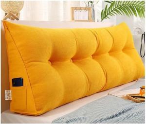 Большая клиновидная подушка для изголовья кровати, треугольная подушка для чтения, большая подушка-клин для спины с чехлом, который можно стирать в машине, большая подушка для поддержки спины (Цвет: желтый, Размер: 180 см/70 COZMAX, Yellow