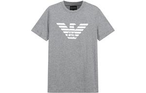 Футболка из хлопка с принтом логотипа EMPORIO ARMANI, серая