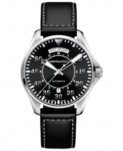 Мужские швейцарские автоматические часы цвета хаки Pilot с черным кожаным ремешком, 42 мм Hamilton