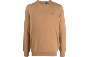 Поло пони с вышивкой шерстяной джемпер Polo Ralph Lauren, коричневый