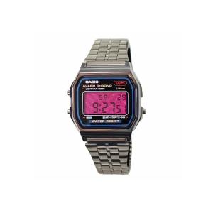 CASIO Часы Retrofit Series Quartz Movement Stainless Steel Strap Watch Men's Watch Purple Watch Dial, Silver Strap Barbie Pink Plaid Watch Lens