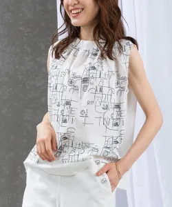 Топ без рукавов со сборками на воротнике Studio Picone, цвет White(190)