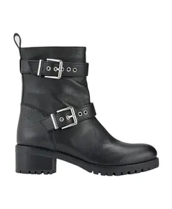 Черные байкерские ботинки из зернистой кожи с серебряными пряжками. Cosmoparis, черный