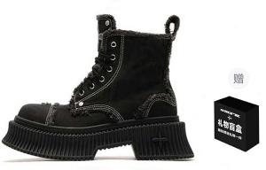 Ботинки женские, черные, парусиновые Smfk