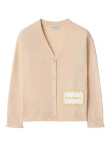Кардиган с нашивкой-логотипом Burberry Kids, нейтральный