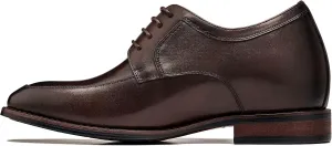 Мужские туфли-лодочки CALTO с невидимым увеличением роста - черные, из высококачественной кожи, на шнуровке, с закругленным носком, классические дерби-оксфорды - на 5 см выше - Y7425 - Размер 10 D(M) US No Brand, коричневый
