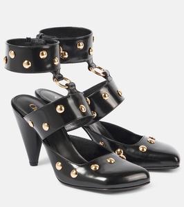 Туфли из кожи с нефритовыми заклепками Chloé, черный