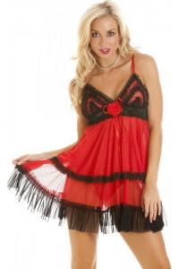 Бебидолл из прозрачной сетки со стрингами Camille, красный