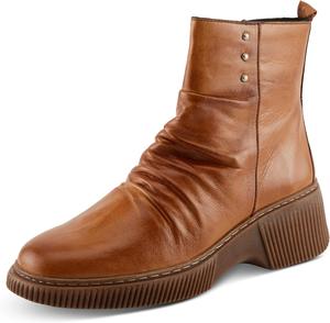 Женские ботильоны Spring Step NAYANA с драпировкой, металлическими заклепками и съемной стелькой, Camel