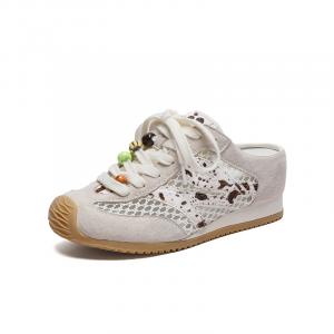 PLO CART Женские противоскользящие тапочки с закрытым носком и резиновой подошвой бежевые, цвет Beige