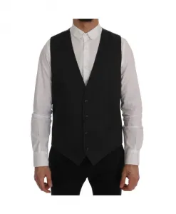 Классический шерстяной жилет с V-образным вырезом Dolce & Gabbana, черный