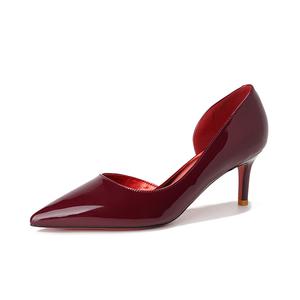 QITUMAUL Тонкие каблуки женские на высоком каблуке бордовые, цвет Burgundy[Heel Height 6.5cm]