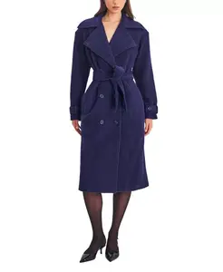 Пальто Jaelyn из шерстяной смеси, двубортное, с поясом. Miss Circle, синий