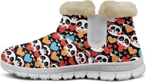 Женские короткие ботинки Howilath Panda с принтом, пушистые зимние сапожки с противоскользящей подошвой, Panda Heart