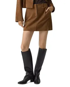 Кожаные брюки мини-юбка Theory, коричневый