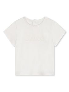 Chloé Kids футболка с вышитым логотипом, белый
