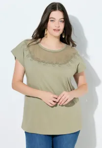 Футболка с принтом в виде панелей Ulla Popken, Light Khaki