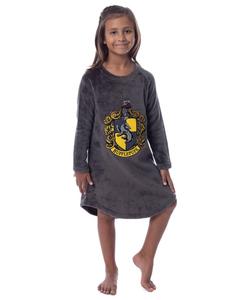 Детская флисовая пижама-ночная рубашка с длинными рукавами и гербом факультетов Хогвартса - для всех факультетов Harry Potter, Gray