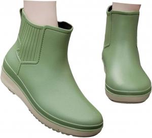 Женские резиновые ботинки JYSwoshoe, модные водонепроницаемые ботинки до щиколотки, садовая обувь, женские ботинки широкого размера Челси, короткие ботильоны на плоской подошве, зеленый