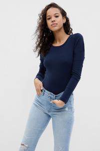 Современная футболка с длинными рукавами и круглым вырезом Gap, синий