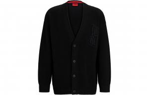 Хлопковый кардиган свободного кроя с накладным логотипом HUGO BOSS Мужской черный