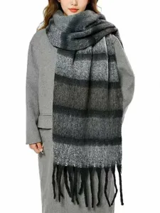 Большой клетчатый шарф с бахромой для женщин Doux Belle, цвет Black X White