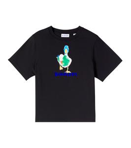 Футболка из хлопкового джерси с принтом логотипа Burberry Kids, черный