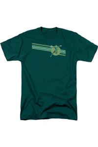 Футболка с коротким рукавом и полосками DC Comics Lantern для взрослых Gildan, цвет hunter green