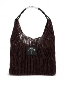 Сумка через плечо из сетки с плетеной ручкой Plan C, коричневый