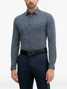 Рубашка с абстрактным принтом BOSS, синий