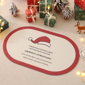 Dajiang Ковер 80х120 см для ванной в новогоднем стиле, не скользит, быстро сохнет, из диатомовой земли