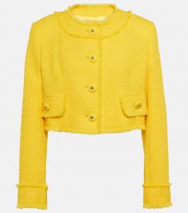 Укороченный твидовый жакет из смесовой шерсти Dolce&Gabbana, черный