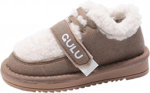 Мягкие домашние тапочки для малышей, плюшевые и теплые, для мальчиков и девочек, зимние ботиночки с плоской подошвой из искусственного меха Generic, Coffee-1