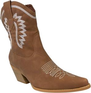 Женские ковбойские и ковбойски-королевские ботильоны с заостренным носком и низким широким каблуком ABSOLEX, Tan