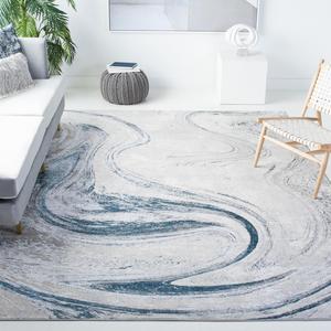 Ковер SAFAVIEH, 275 x 366 см, Orchard Collection, Grey & Blue, современный абстрактный дизайн, не линяет и прост в уходе, идеален для помещений с высокой проходимостью в гостиной, спальне (ORC617G)