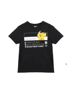 Футболка Пикачу для мальчиков, топ, рубашка, черный Pokémon