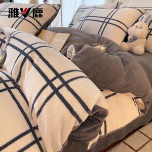 Yalu Комплект постельного белья из велюра (простыня на резинке 150 см, пододеяльник 200х230 см), цвет Simple Ge, мягкий, теплый