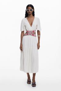 Женское вышитое платье с вырезами Desigual, Off white