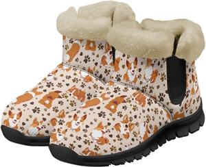Женские зимние ботинки Jeiento с мехом и утепленной подошвой для собак, утепленные уличные ботильоны, Corgi Dog Paw