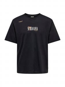 Only & Sons Футболка 'ONSNIRVANА' в черном цвете